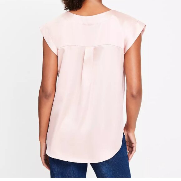Satin Cap Sleeve V-Neck Top - Picture 2 of 2